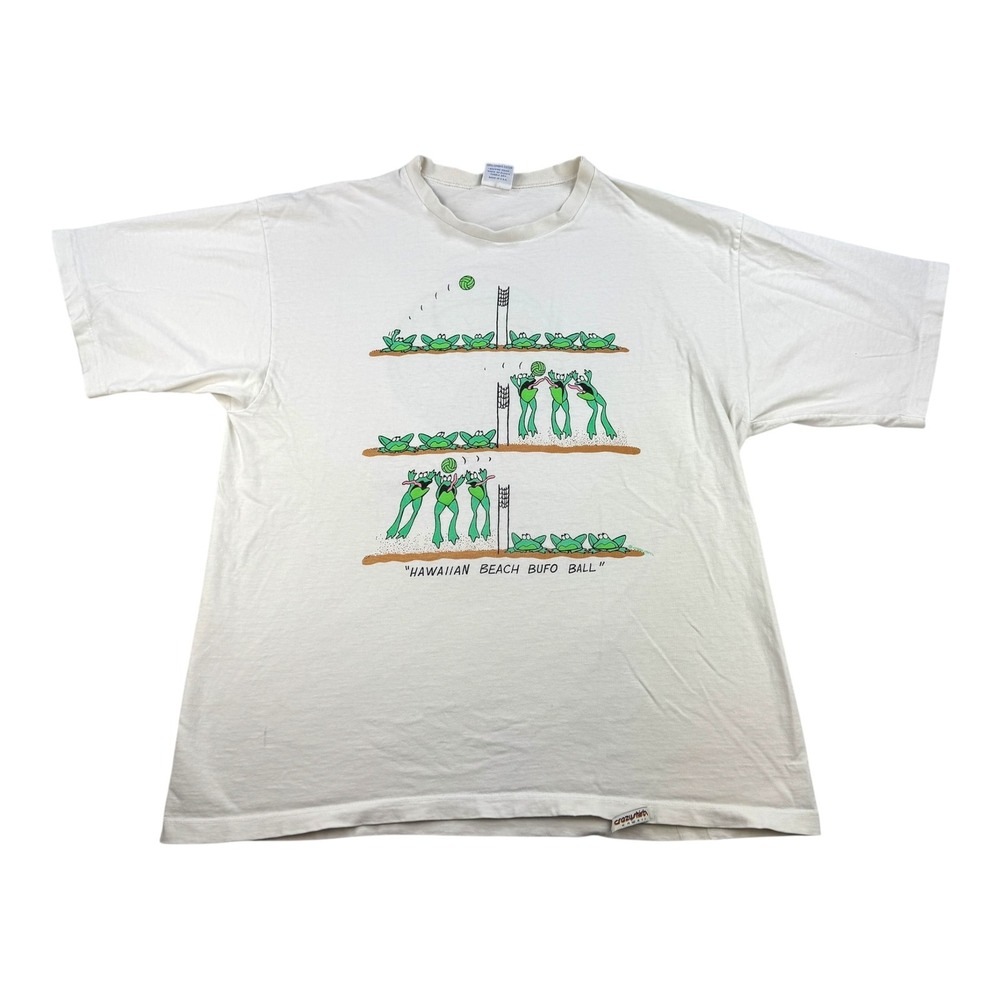 Vintage Crazy Shirts Hawaii Shirt Mens Large Frog Volleyball Bufo 90s Tee